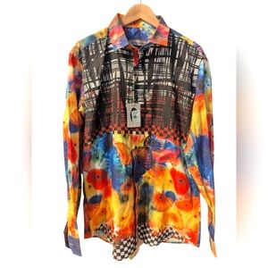 BANANA LEMON Button Down Shirt Poppies Size 2XL